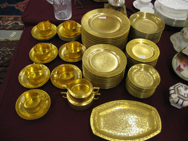 82 pcs. Gold Encrusted China Dinner