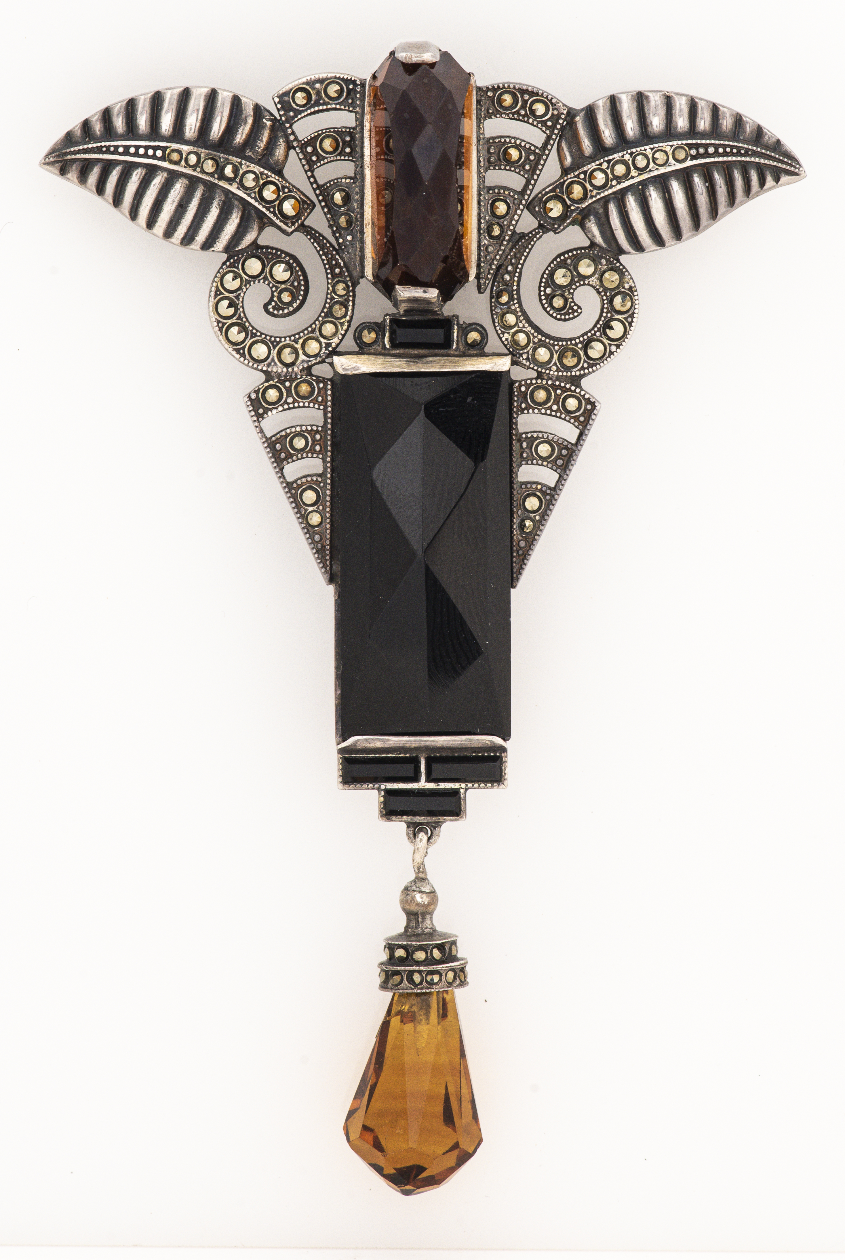 835 SILVER SMOKY QUARTZ & ONYX