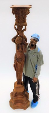 86" TALL CARVED FEMALE NUDE PU