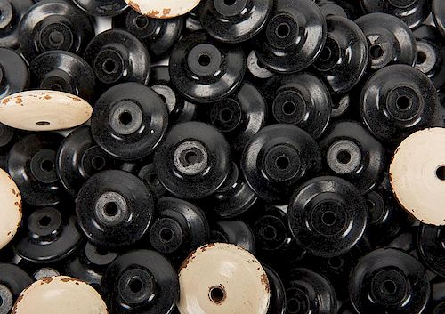 87 BLACK CLAY FARO BEADS & EIGHT