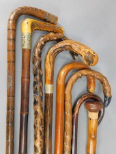 8PC AMERICAN CARVED TURNED WOO