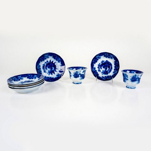 8PC ANTIQUE FLOW BLUE SOBRAON