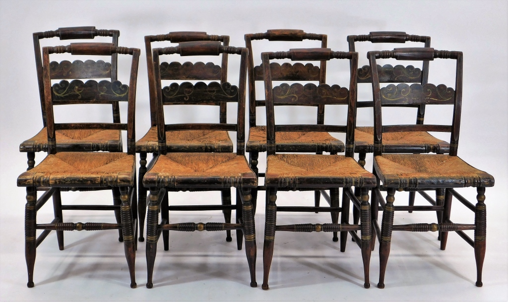 8PC C.1820 AMERICAN GRAIN PAINTED