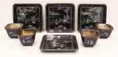 8pc Chinese Lac Burgaute Silve