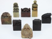 8PC CHINESE SOAPSTONE CARVED F