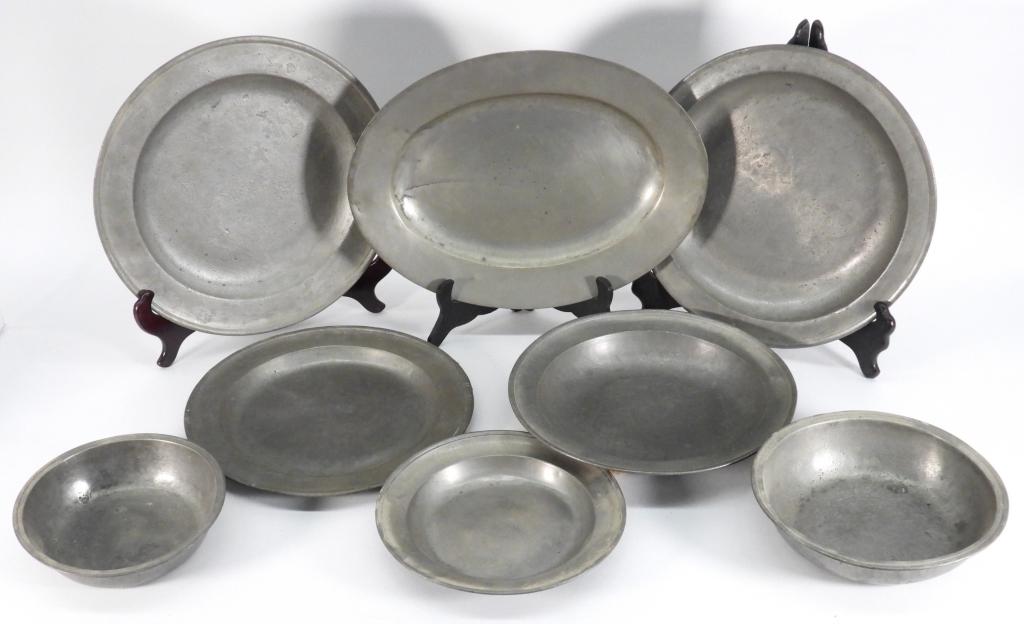 8PC ENGLISH & AMERICAN PEWTER