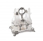8PC GEORGE IV SILVER & CUT GLA