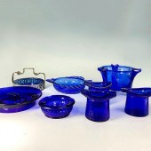8PC HAZEL ATLAS COBALT BLUE GL