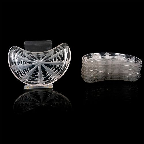 8PC RENE LALIQUE CRYSTAL CRESENT