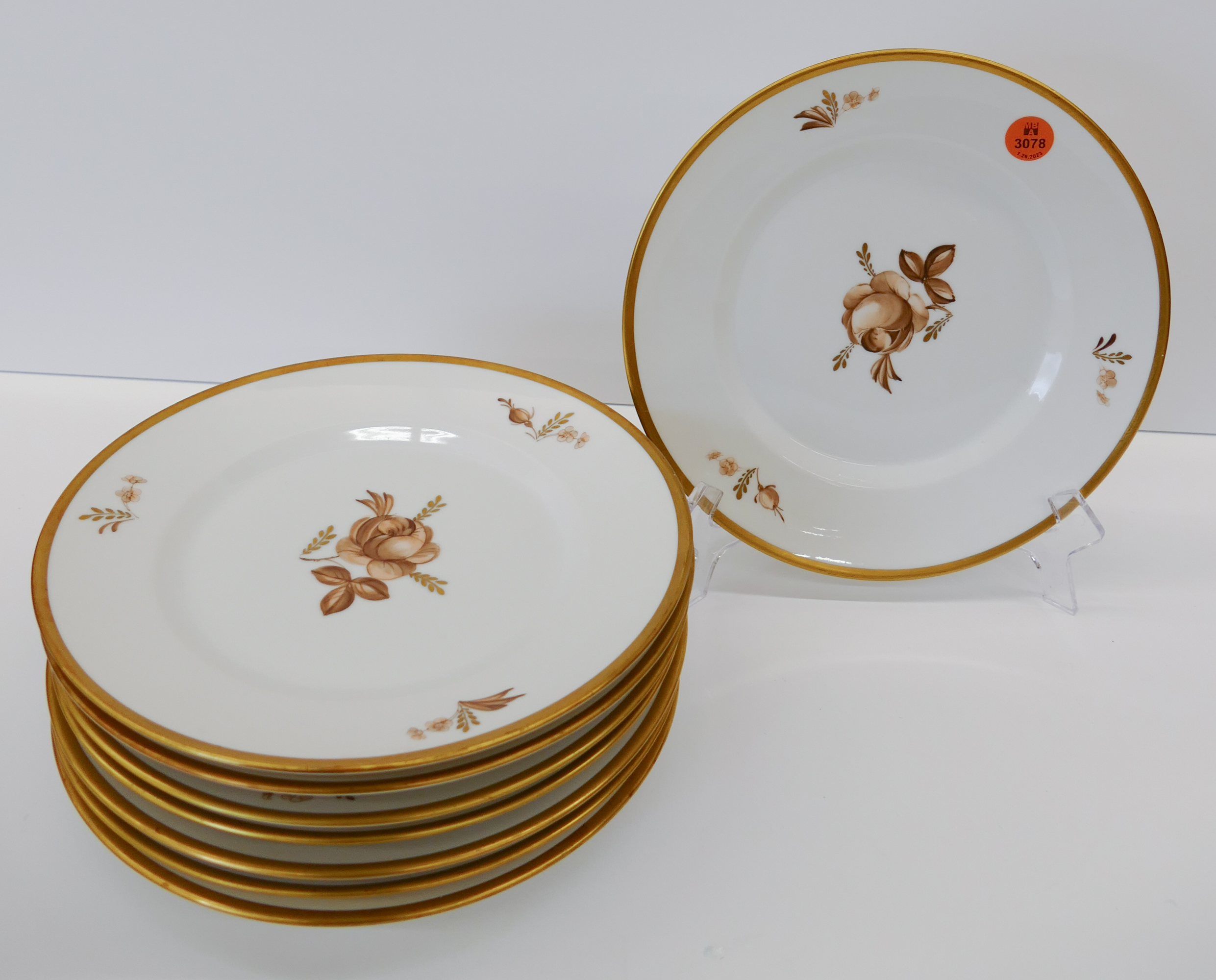 8pc Royal Copenhagen Brown Rose