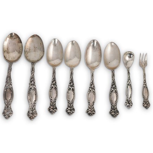 (8PC) STERLING SILVER FLORAL