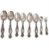 (8PC) STERLING SILVER FLORAL S
