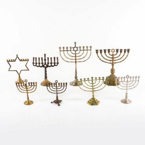 8PC VINTAGE HANUKKAH MENORAHSAn