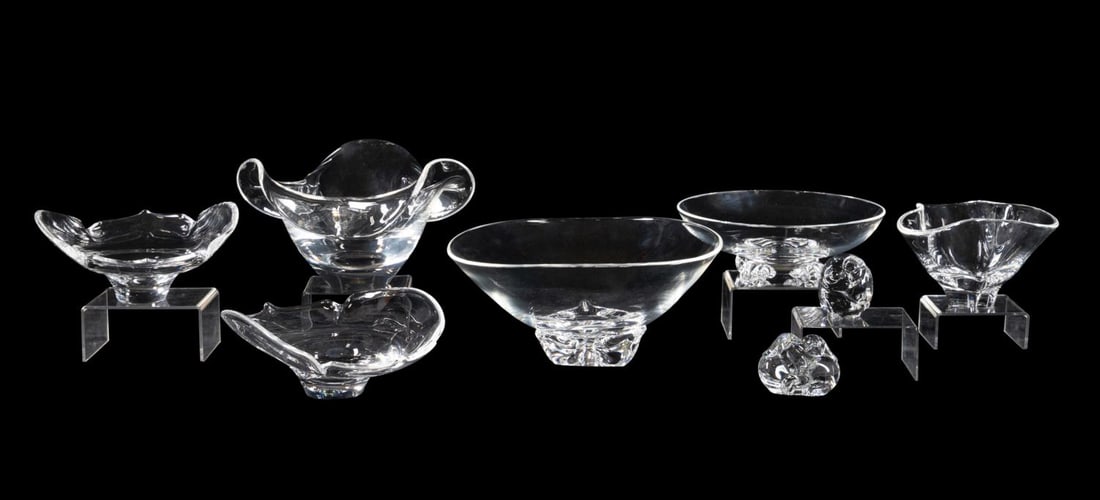8PCS, STEUBEN CRYSTAL TABLEWARE