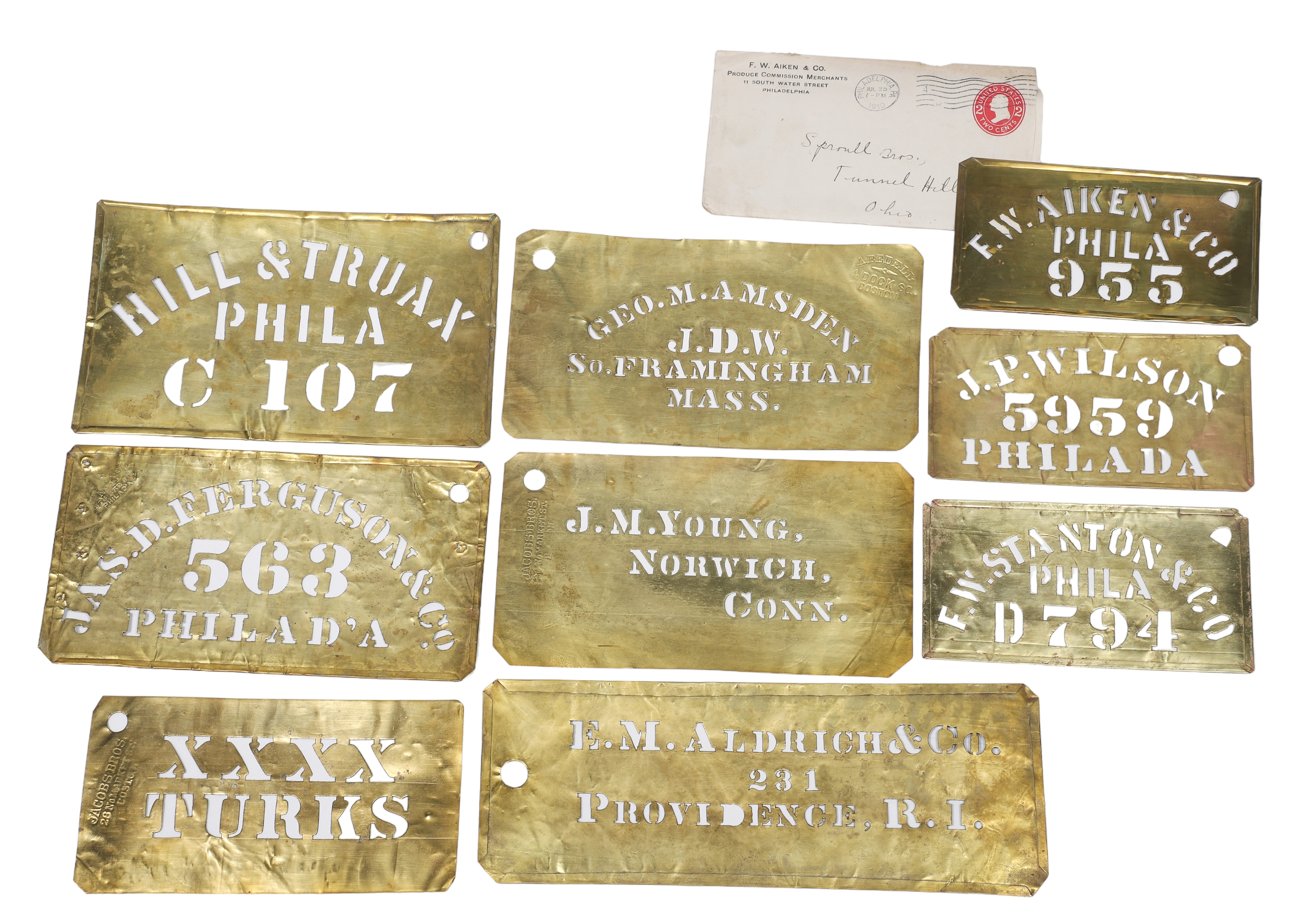 (9) 19th/20th C brass stencils to