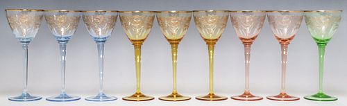 (9) AMERICAN PARCEL-GILT ETCHED