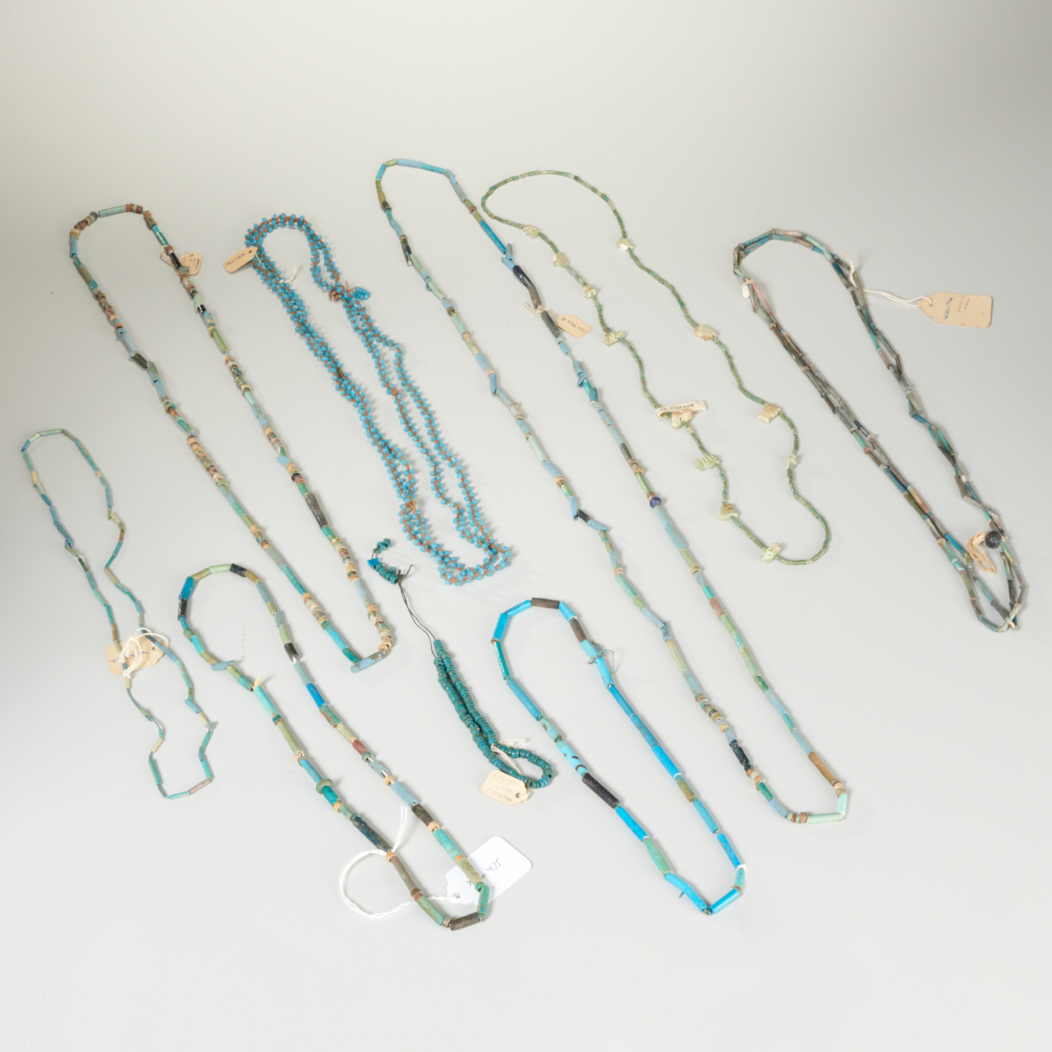 (9) ANCIENT EGYPTIAN FAIENCE BEADED
