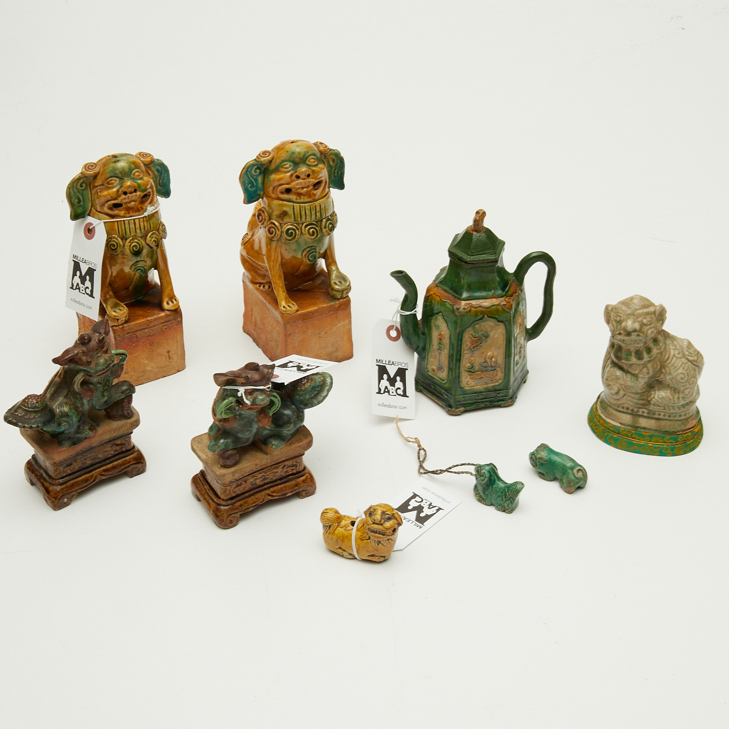 (9) ANTIQUE CHINESE SANCAI GLAZED