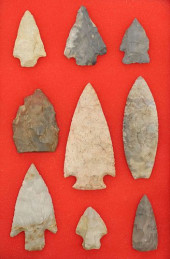 (9) ARROWHEADS, SPEAR POINTS<b