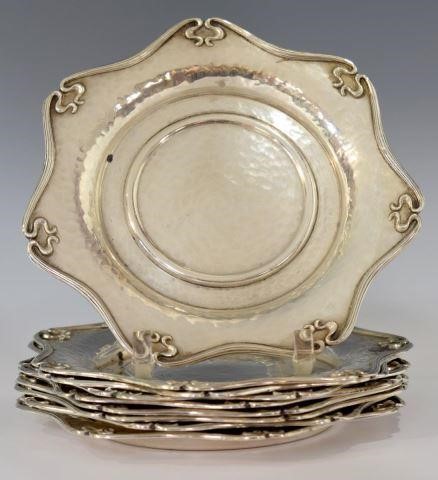 (9) ART NOUVEAU HAMMERED STERLING