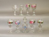 9 BLOWN UNCOLORED GLASS ITEMSc