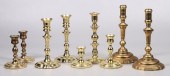 (9) Brass candlesticks, c/o pa
