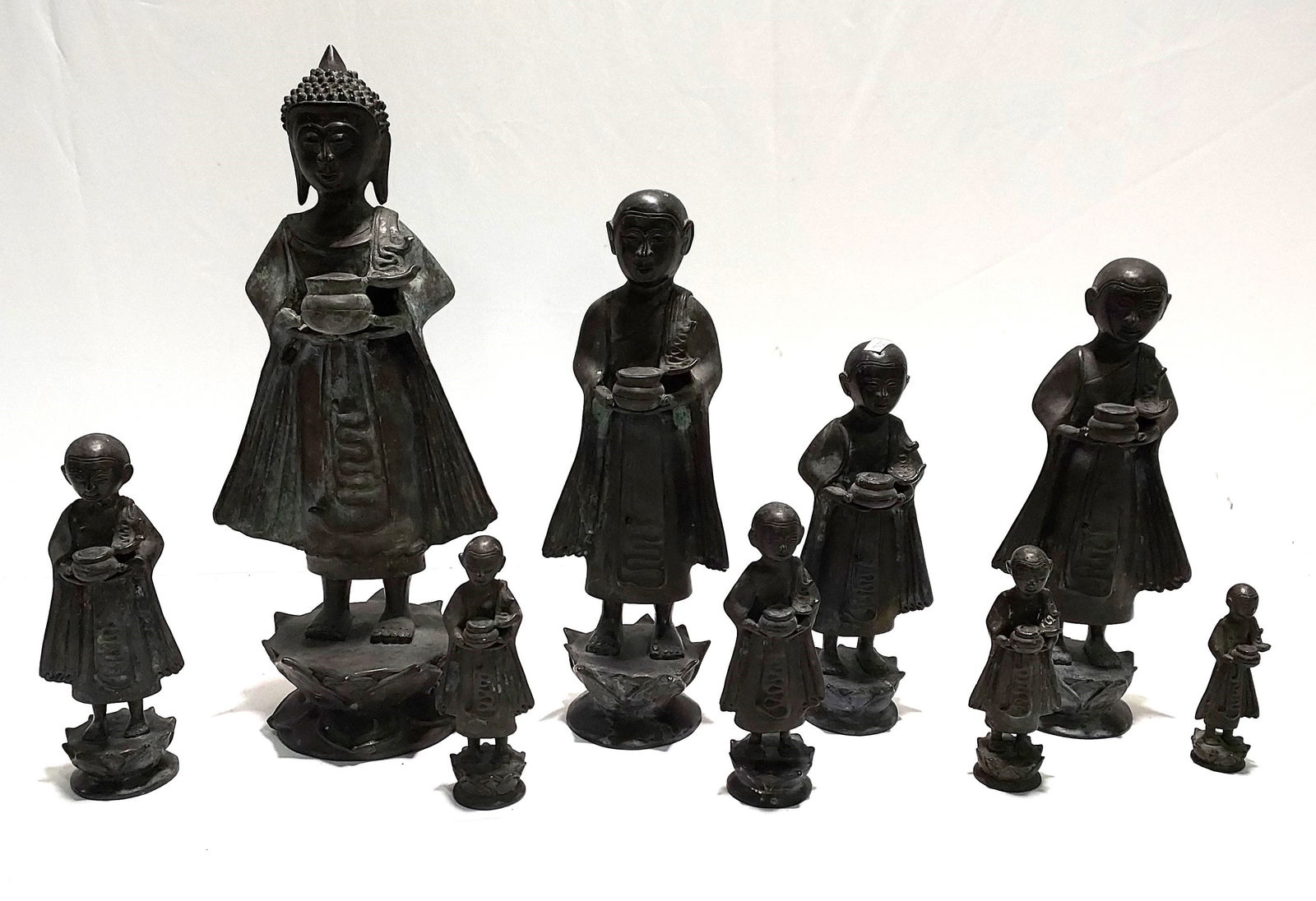 9 BRONZE BUDDHA STATUESGroup of 9