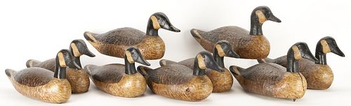 9 CARVED & PAINTED CANADIAN GEESE