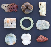 (9) CHINESE CARVED JADE PLAQUE