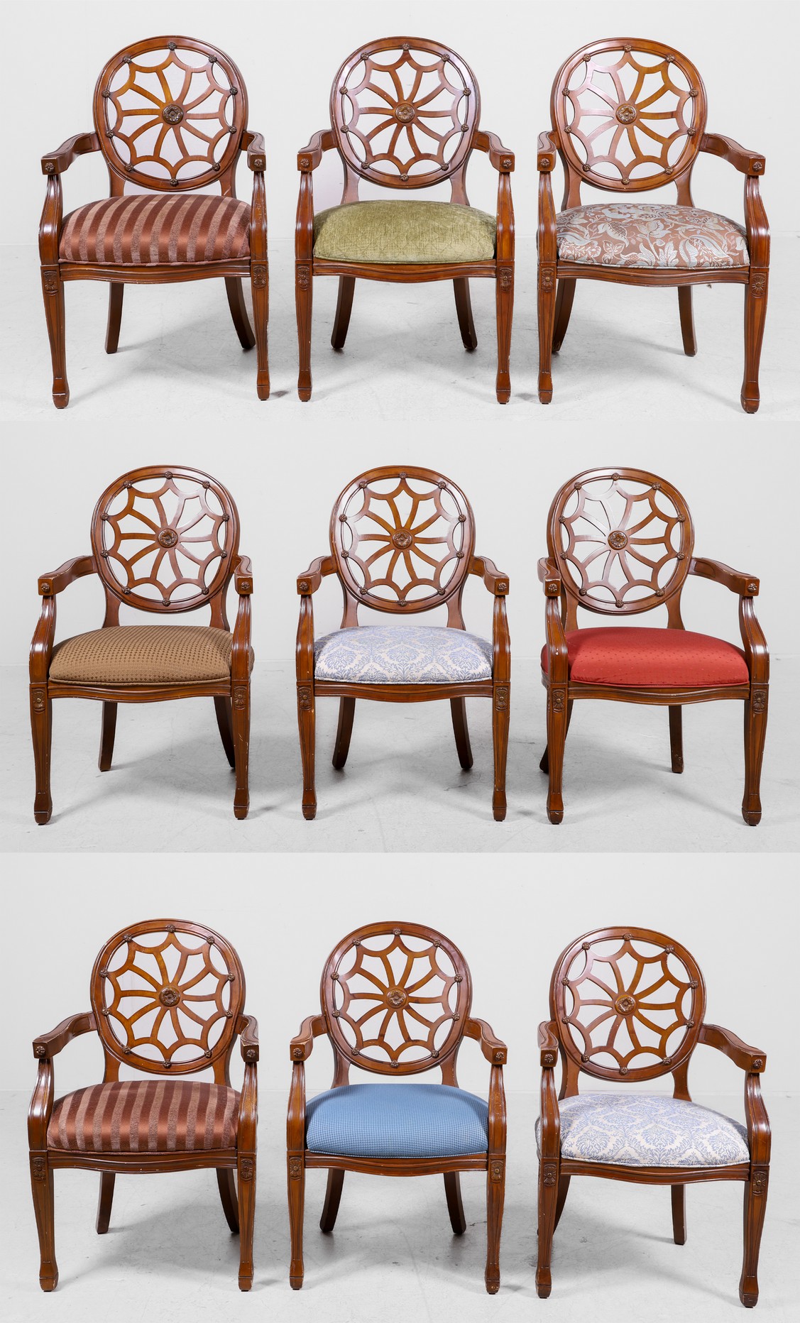 (9) Contemporary carved walnut
