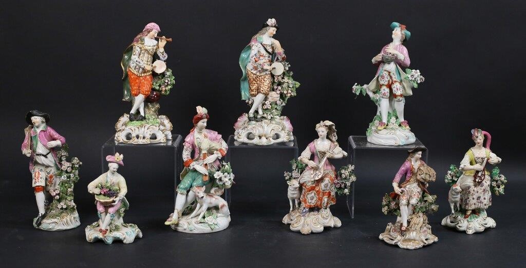 9 DERBY & CHELSEA STYLE PORCELAIN