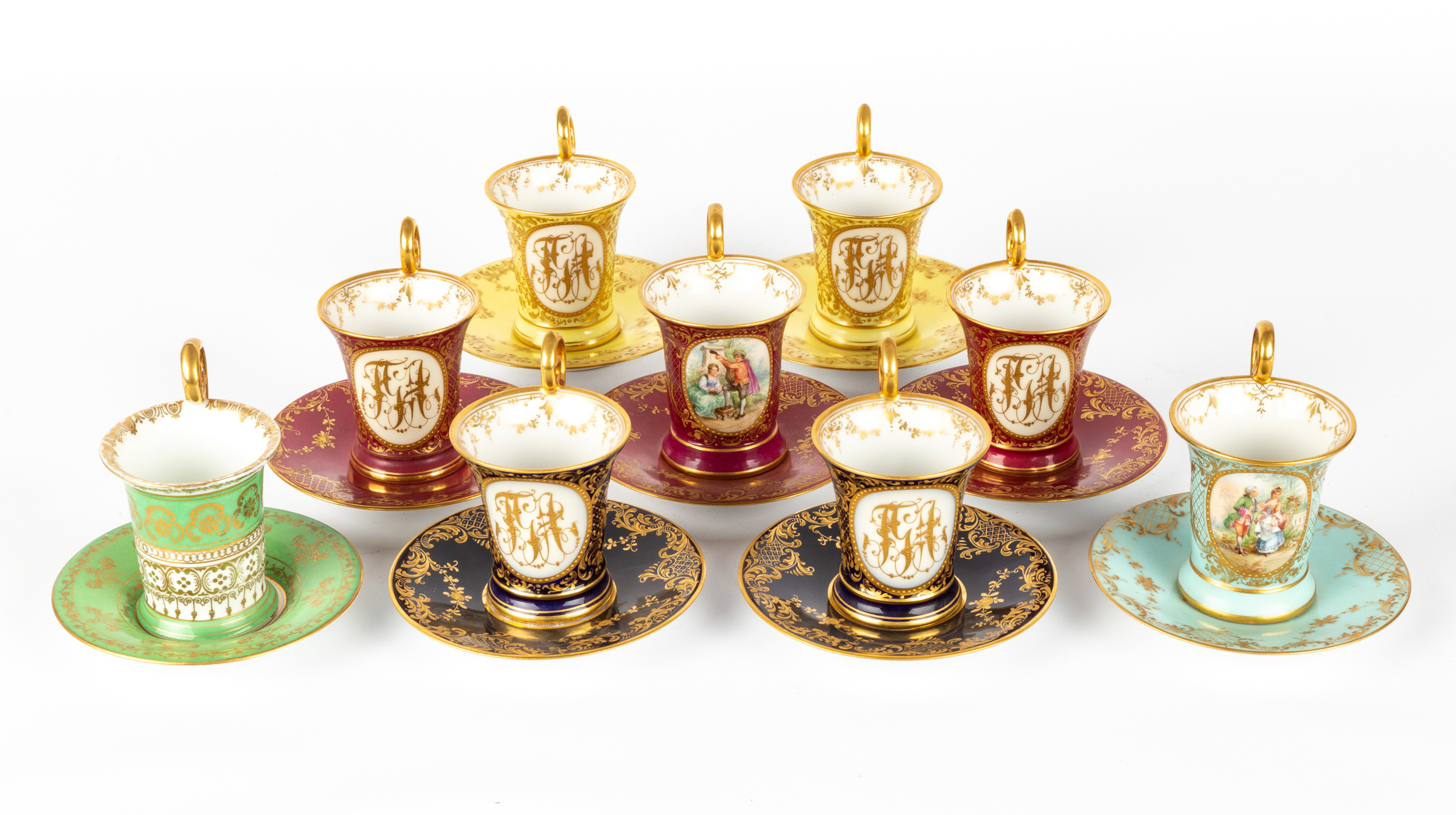 (9) DRESDEN PORCELAIN DEMITASSE