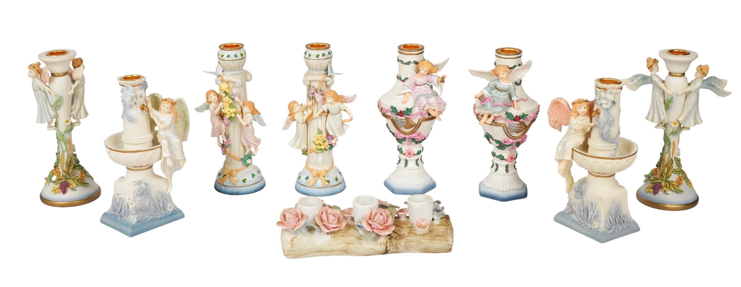 (9) Figural Candlesticks, c/o