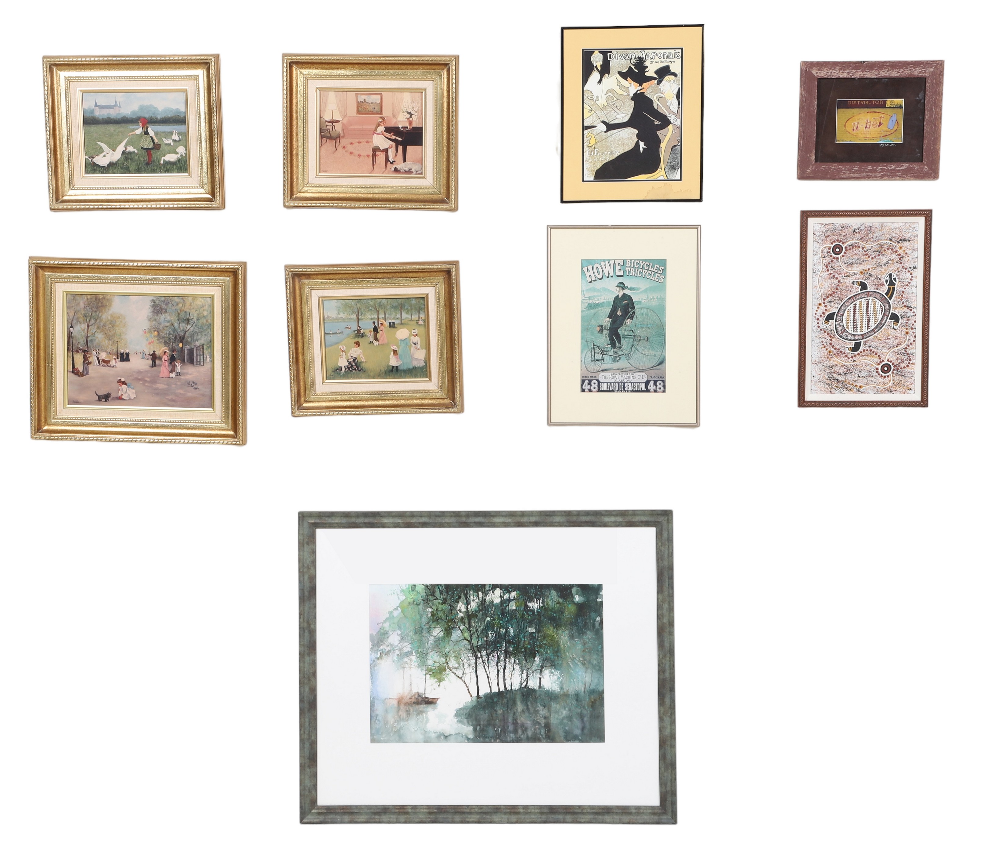 (9) Framed prints and paintings,