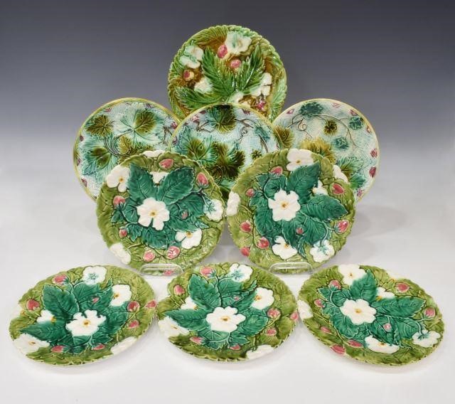 (9) FRENCH MAJOLICA PLATES,