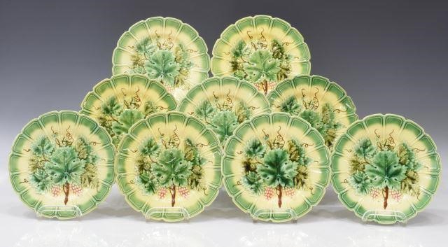 (9) FRENCH SARREGUEMINES MAJOLICA