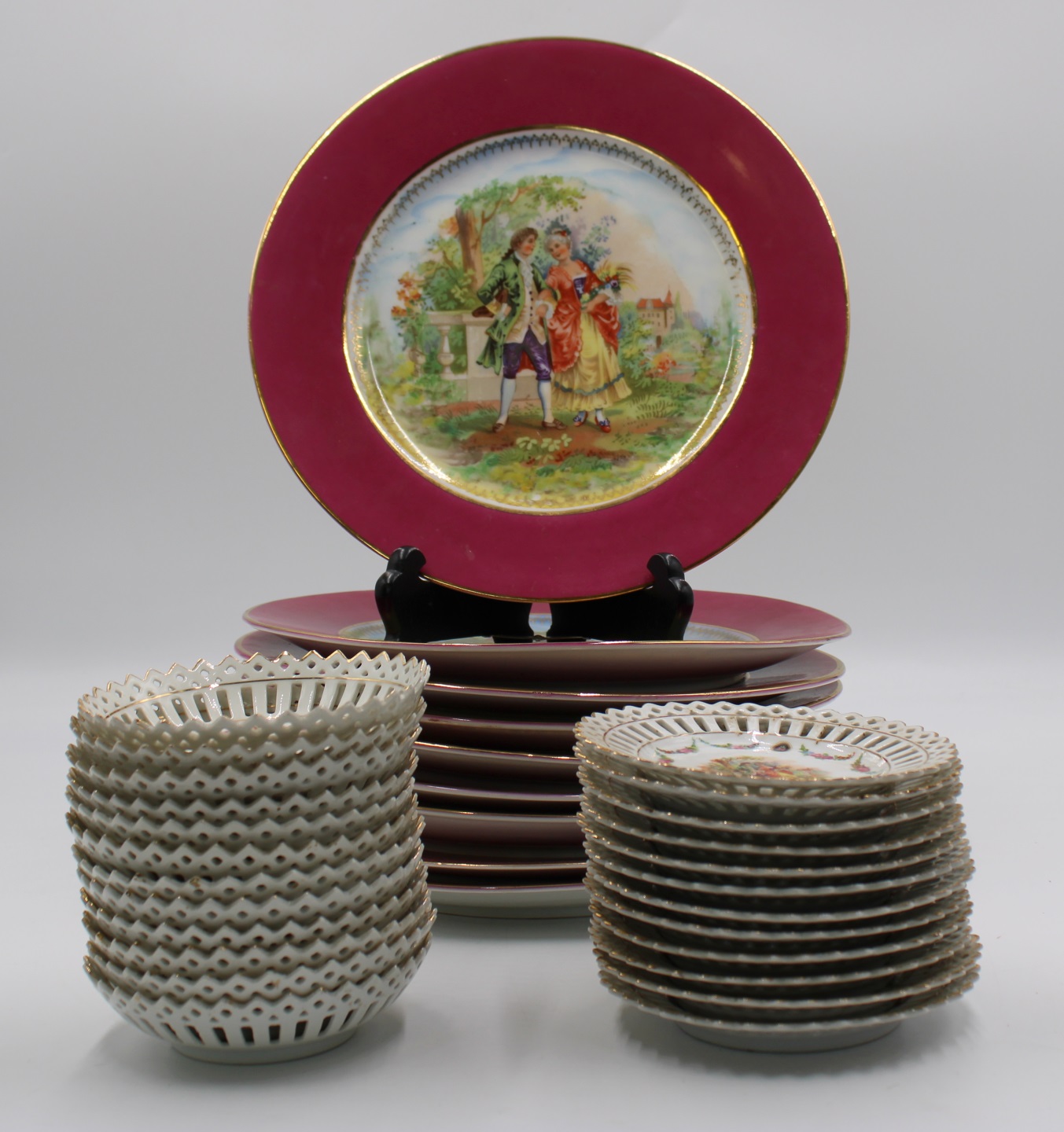 9 GERMAN PORCELAIN PLATES &12