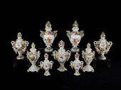9 GERMAN SITZENDORF LIDDED URN