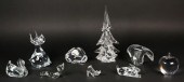 9 GLASS FIGURINES AND PAPERWEI