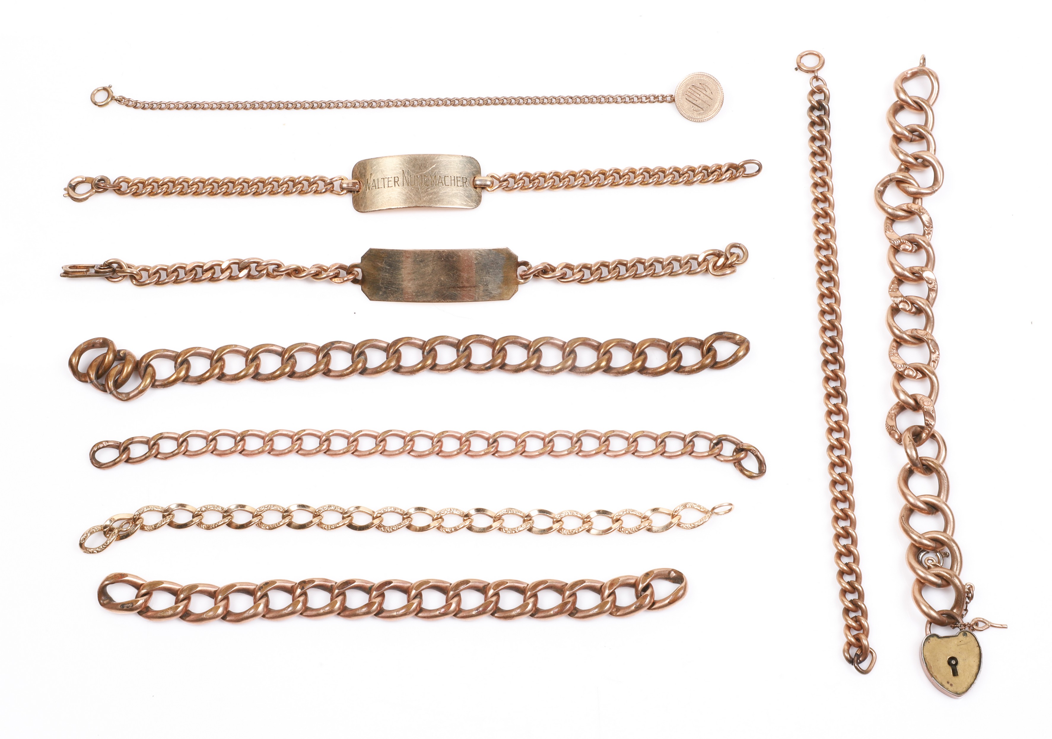 (9) Gold filled bracelets, (4) of