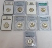 9 GRADED WASHINGTON QUARTERS.