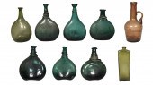 9 HANDBLOWN PILGRIM GLASS FLAS