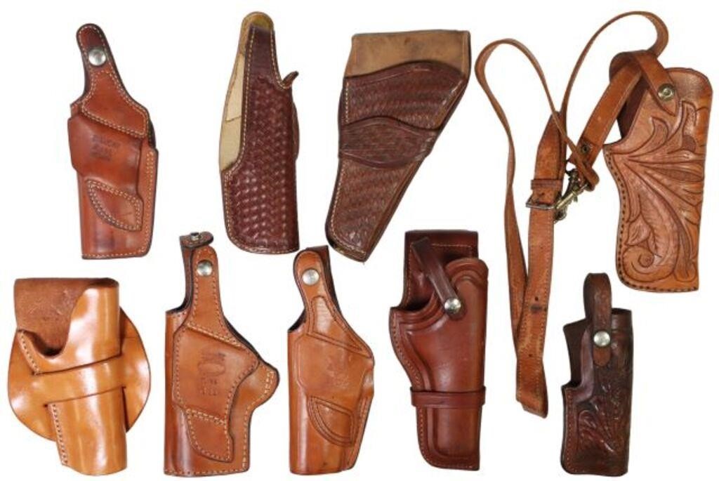 (9) HANDGUN HOLSTERS, BIANCHI, S&W,