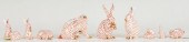 9 HEREND PORCELAIN RABBITS, RE