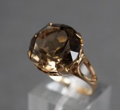 9-KARAT YELLOW-GOLD AND SMOKEY