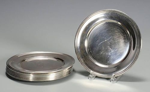 9 KIRK STERLING BREAD PLATESSet