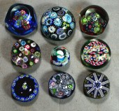9 millifiori paperweights, 2 c