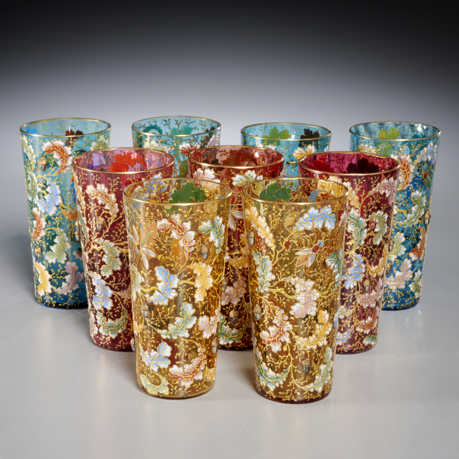 (9) MOSER ENAMELED GLASS