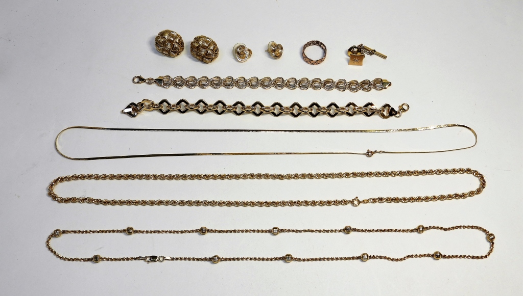 9 PC 14KT GOLD JEWELRY NECKLACE