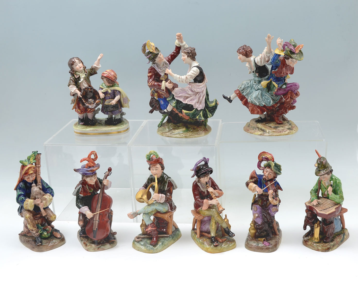 9 PC. CAPODIMONTE FIGURAL